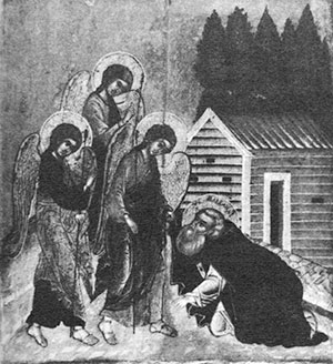 Явление Святой Троицы прп. Александру Свирепому. Икона XVII в.