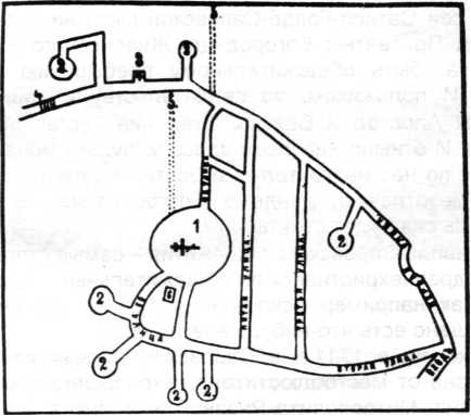 План Саровских пещер, ископанных иеросхимонахом Иоанном в горе, на которой стоит обитель